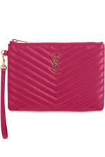Saint Laurent SMALL MONOGRAMME QUILTED POUCH | FUSCHIA/GOLD